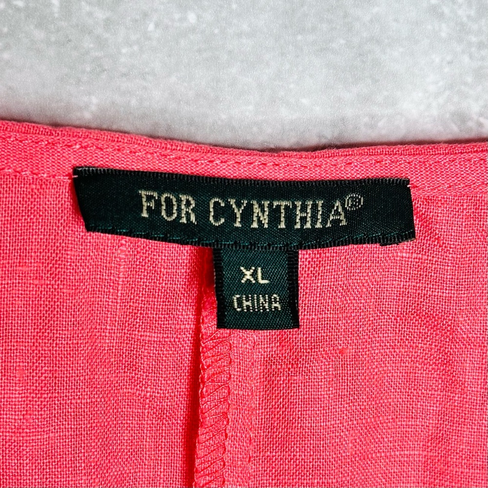 For Cynthia Coral Pink Ruffle Hem Blouse - Picture 4 of 11